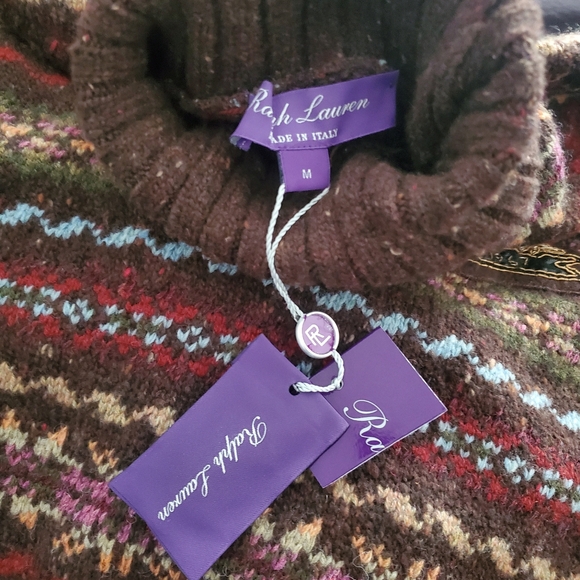 Ralph Lauren Purple Label Faire Isle Embroidered Sweater M - Picture 8 of 9